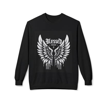 Blessed Wings Unisex Fleece Crewneck Sweatshirt - Softstyle Classic for Faith & Comfort