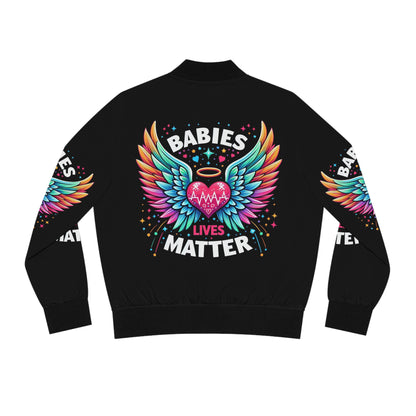 Colorful Women's Bomber Jacket - Babies Lives Matter