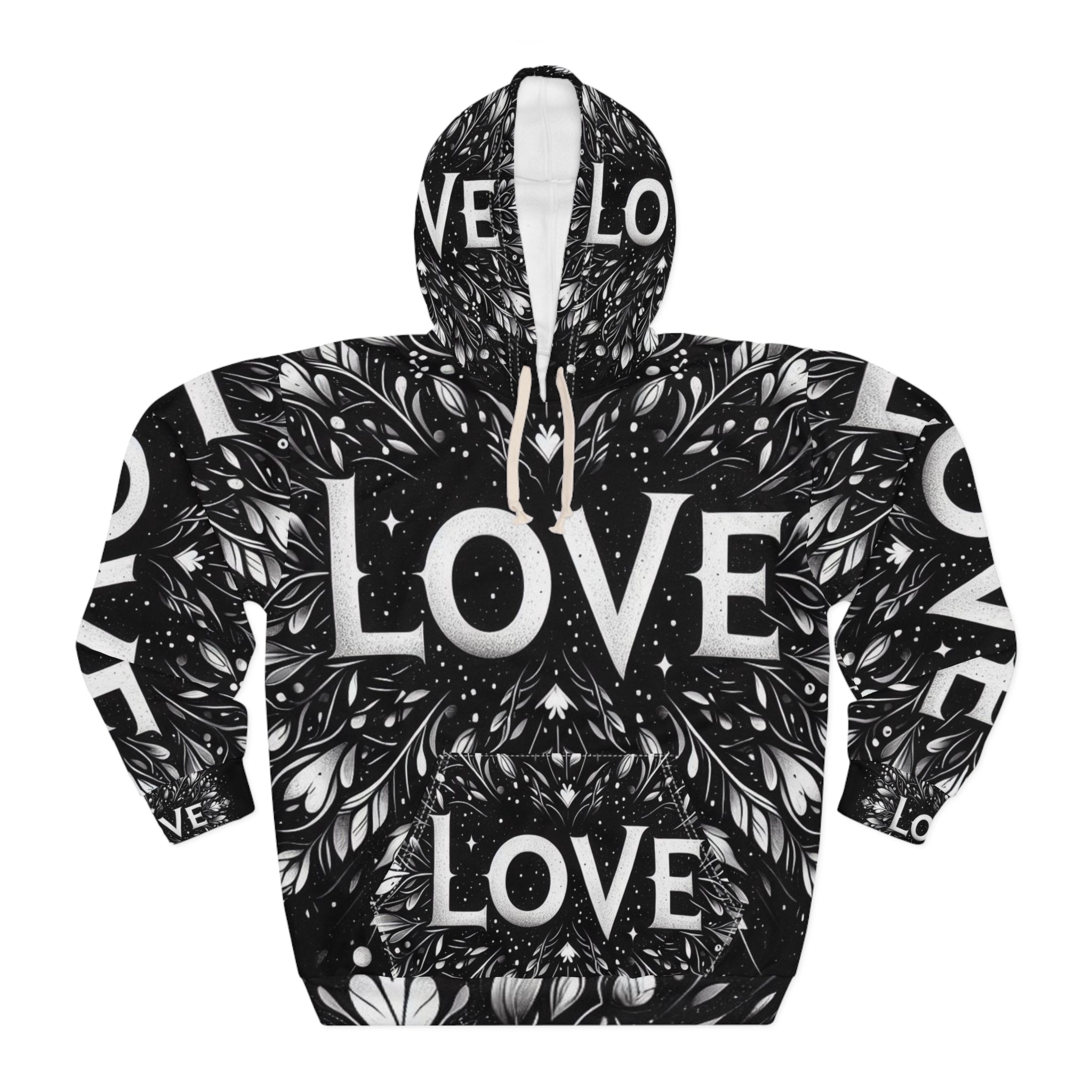 Unisex Love Pattern Pullover Hoodie - Stylish and Cozy for Everyday Wear