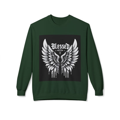 Blessed Wings Unisex Fleece Crewneck Sweatshirt - Softstyle Classic for Faith & Comfort