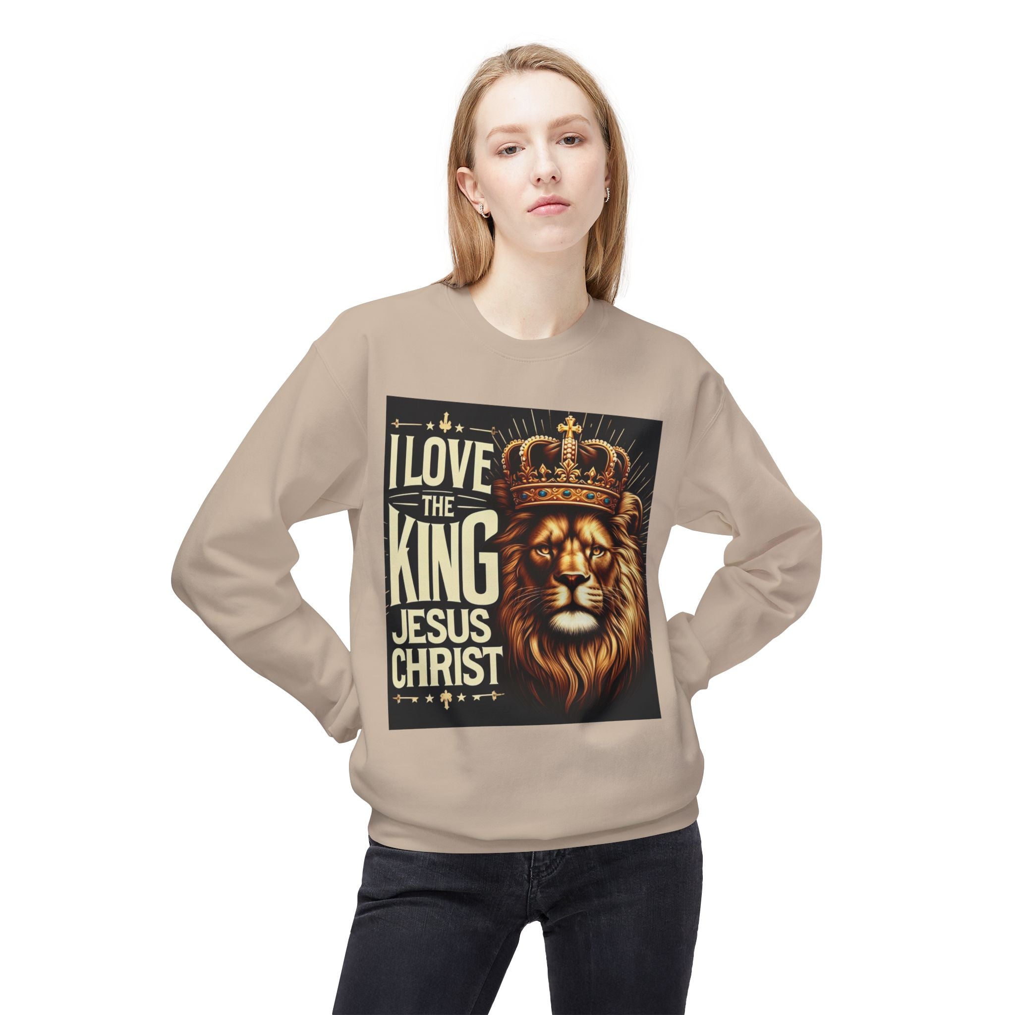 Unisex Fleece Sweatshirt - 'I Love The King Jesus Christ' Design