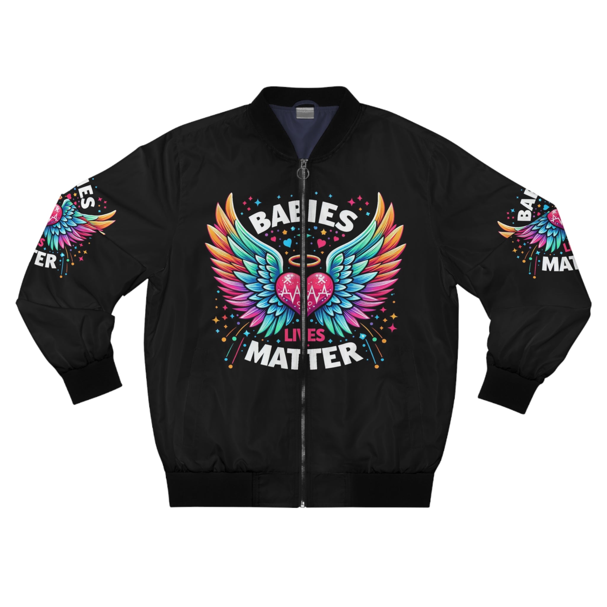 Colorful Wings Men's Bomber Jacket - Babies Lives Matter Design