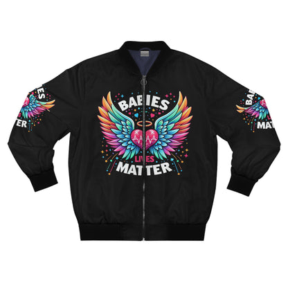 Colorful Wings Men's Bomber Jacket - Babies Lives Matter Design