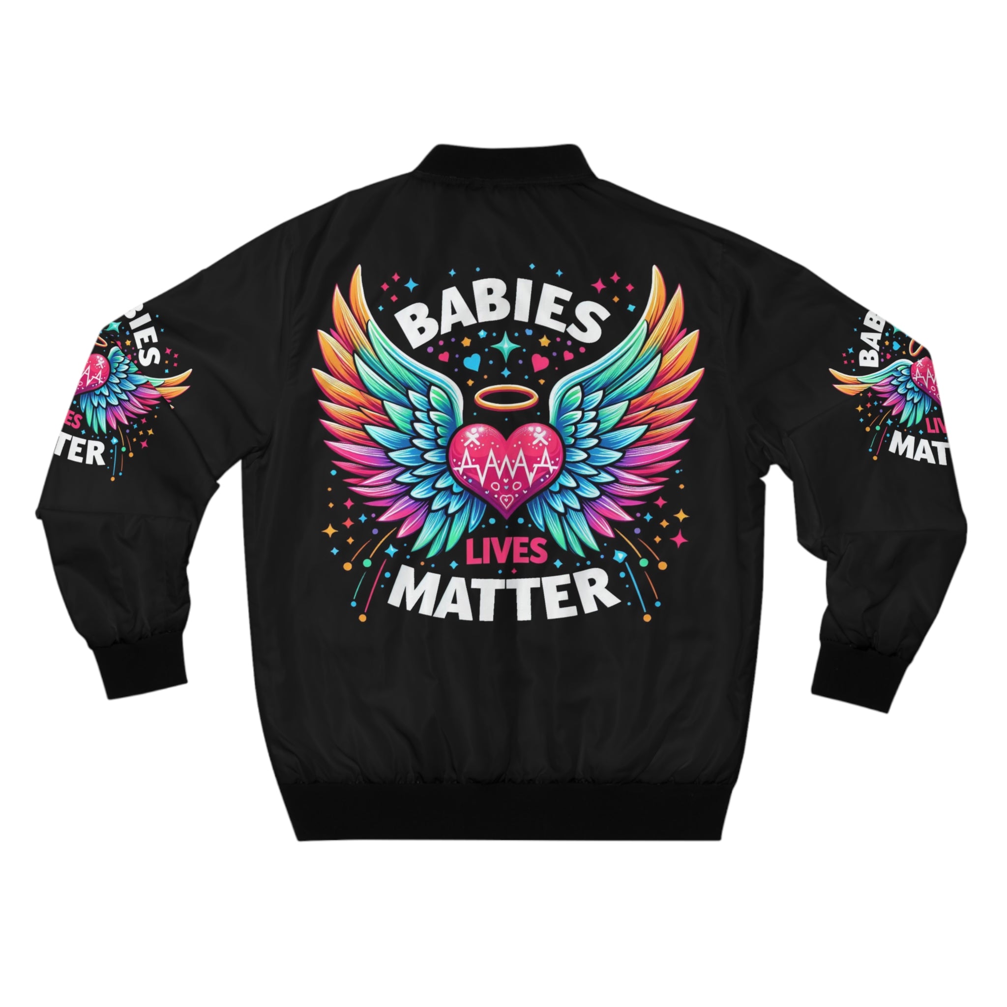 Colorful Wings Men's Bomber Jacket - Babies Lives Matter Design