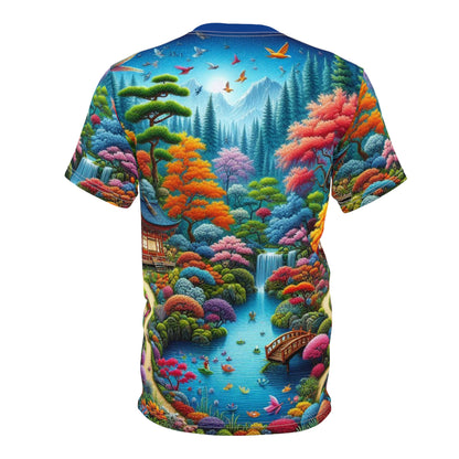 Vibrant Nature Scene Unisex Tee - Colorful Landscape Cut & Sew Shirt