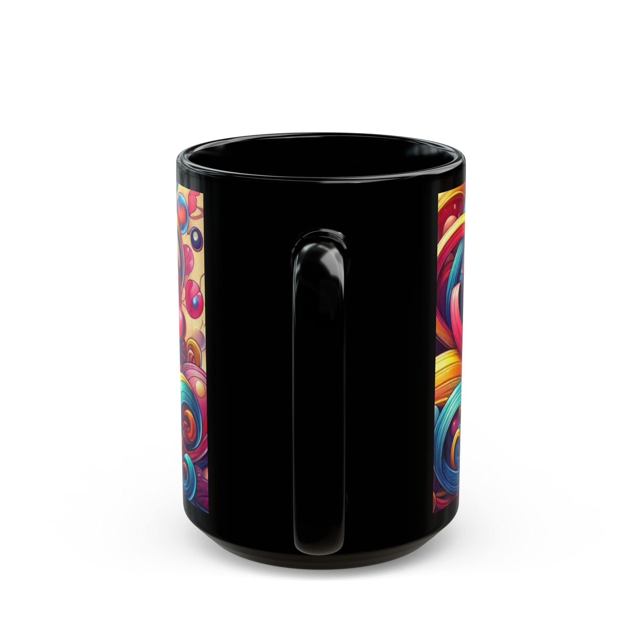 Colorful Love Black Mug – Vibrant Heart Design for Valentine's Day & Everyday Joy