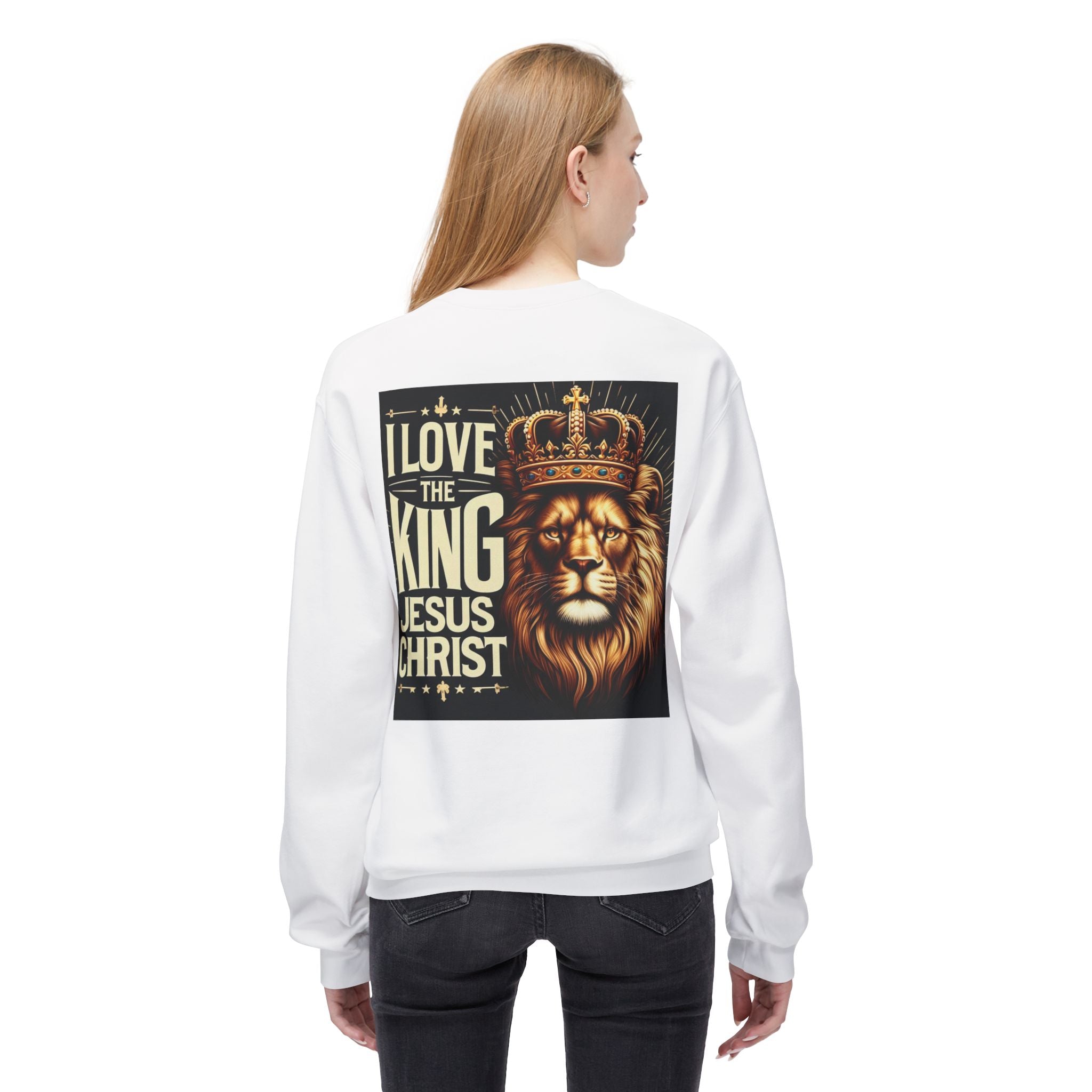 Unisex Fleece Sweatshirt - 'I Love The King Jesus Christ' Design