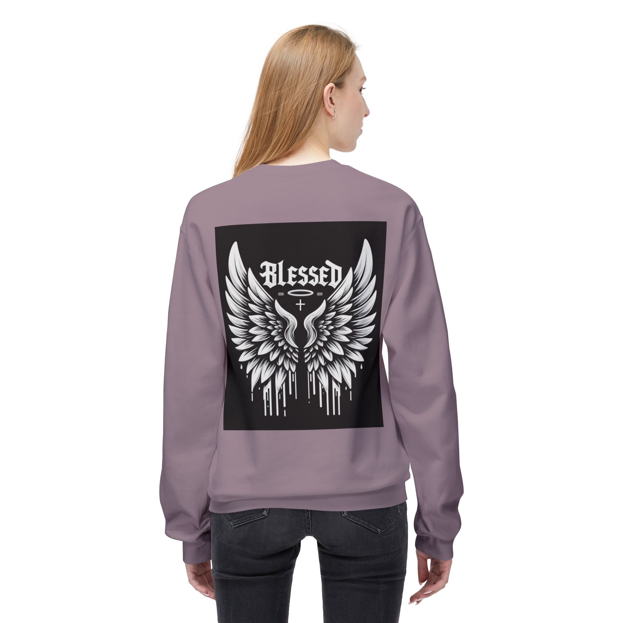 Blessed Wings Unisex Fleece Crewneck Sweatshirt - Softstyle Classic for Faith & Comfort