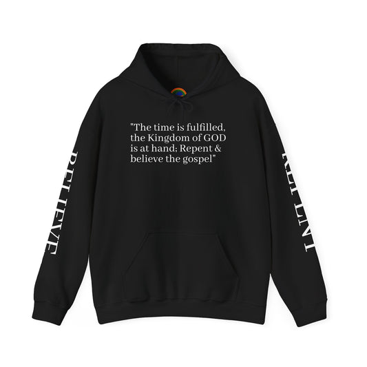 Faith-Inspired Unisex Hooded Sweatshirt - 'Repent and Believe the Gospel'