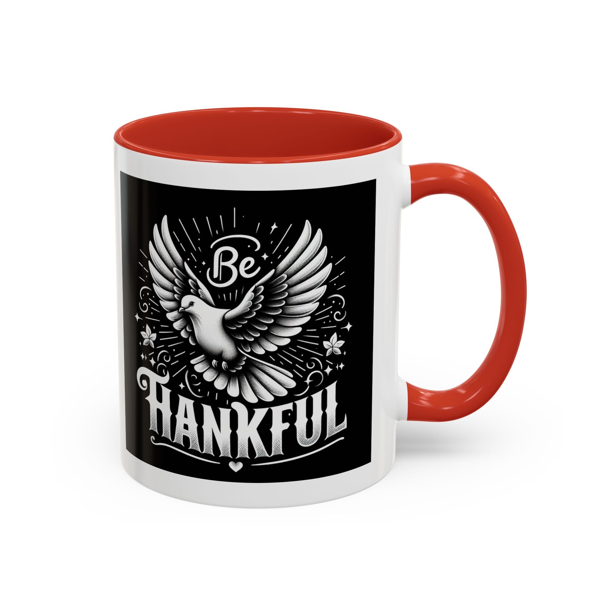 Be Thankful Accent Coffee Mug - Black Winged Design for Daily Inspiration