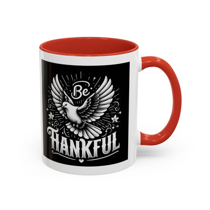 Be Thankful Accent Coffee Mug - Black Winged Design for Daily Inspiration