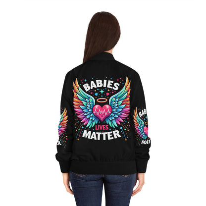 Colorful Women's Bomber Jacket - Babies Lives Matter