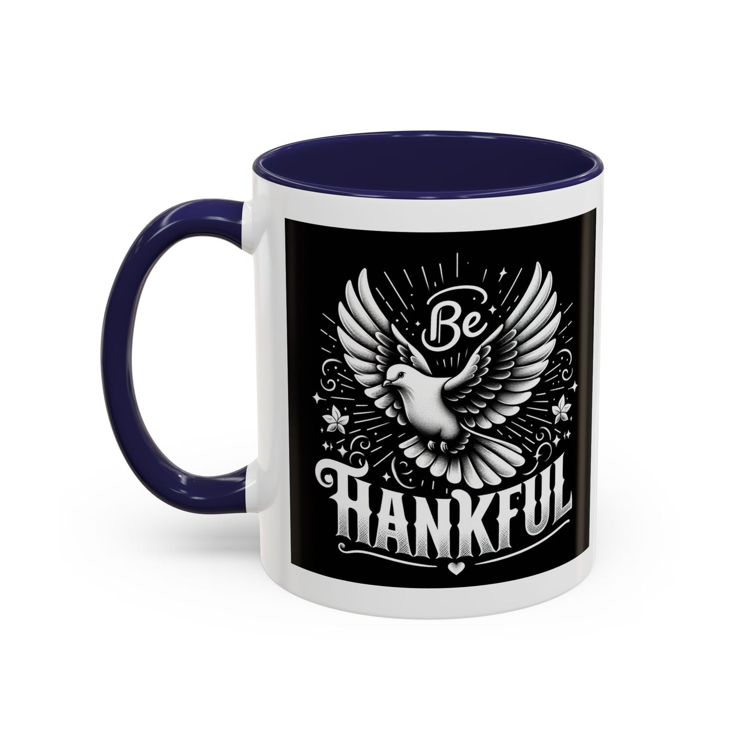 Be Thankful Accent Coffee Mug - Black Winged Design for Daily Inspiration