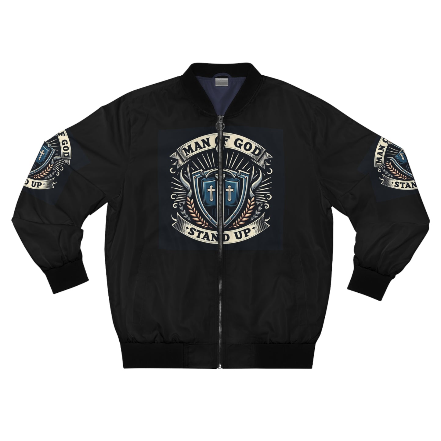 Men's Bomber Jacket - 'Man of God, Stand Up' Inspirational Design